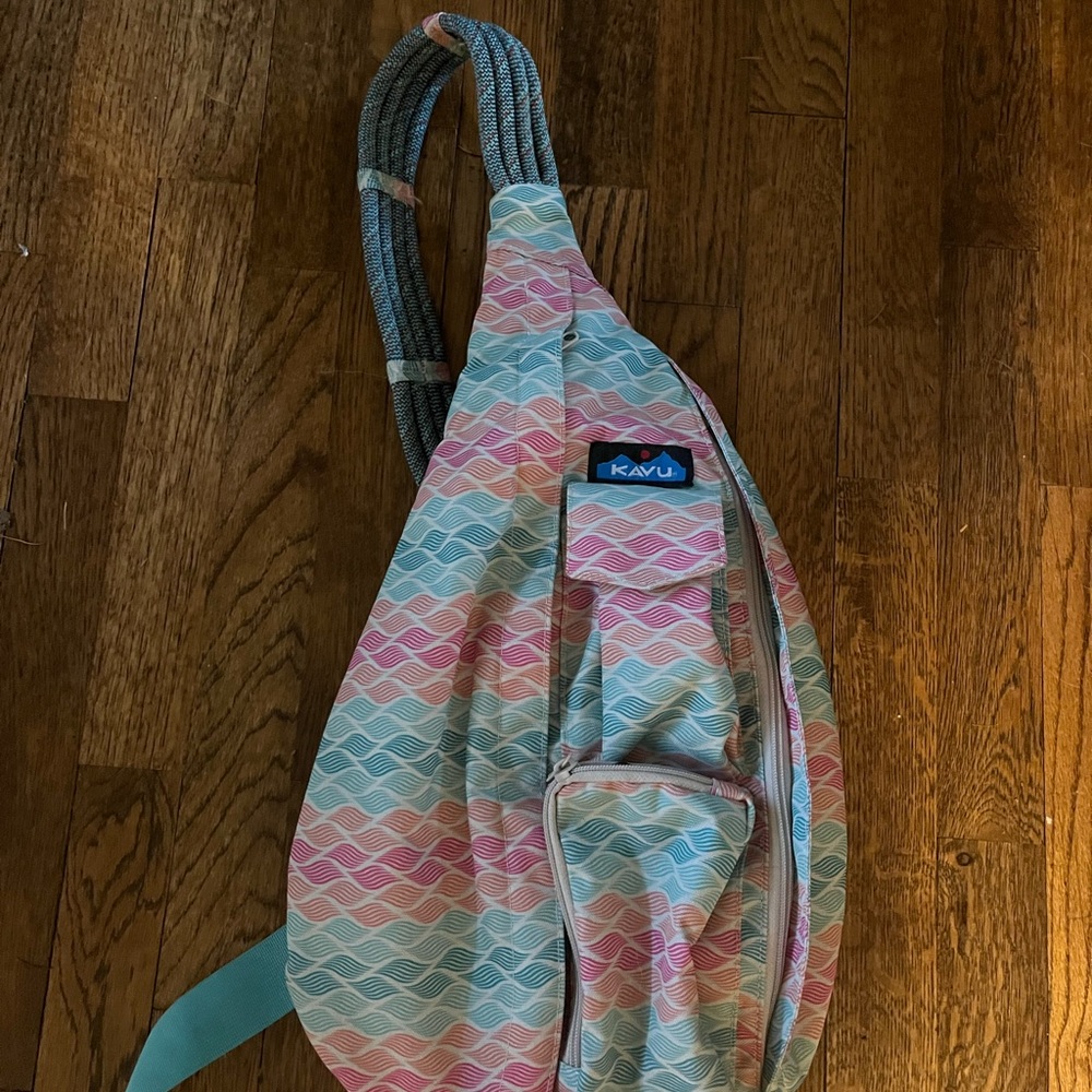 KAVU Sling Bag with Pink and Blue Wave Pattern